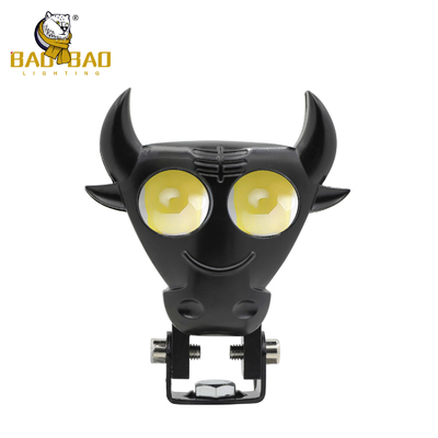 Black Bull Horn Cartoon Wit Geel Motorfiets Spotlight LED Lamp Accessoires