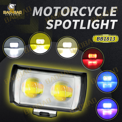 Full Aluminium Wit Geel Dubbel Kleur 2 LED Motorfiets MINI Rijlicht