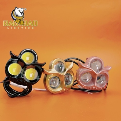 Owl Light 3 Eyes Wit Geel Dubbelkleurige Flash Plastic Iron Aluminium LED Fog Light Koplamp Voor Motor