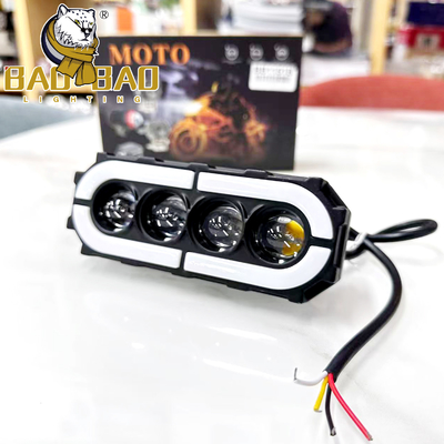 Motorfiets LED mistlamp 4 lens Wit geel Aluminium
